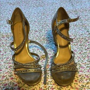 Kelly & Katie Glittering Gold Strappy Heels